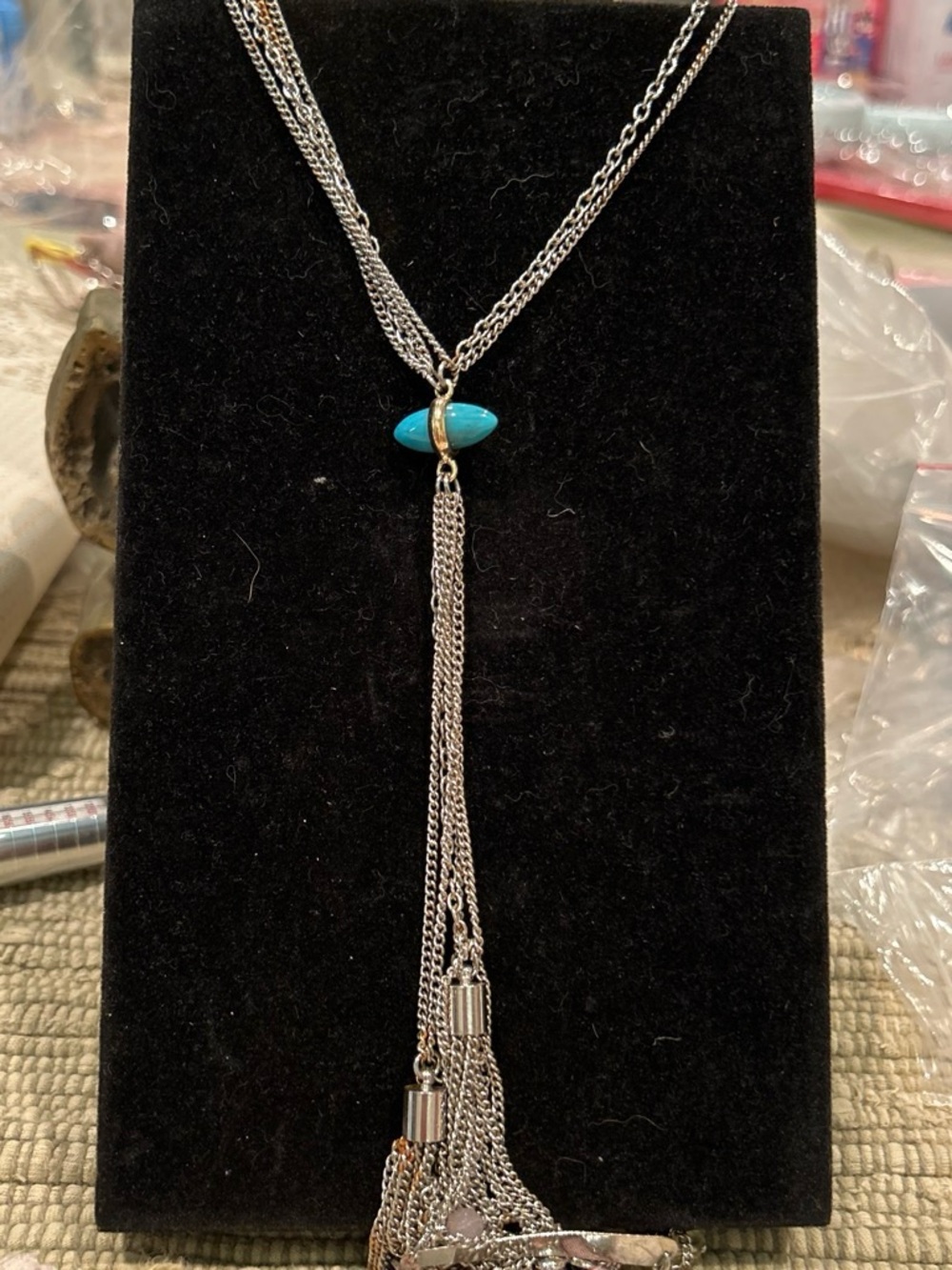 Steve Madden Silver-Tone Layered Necklace with Turquoise Bead